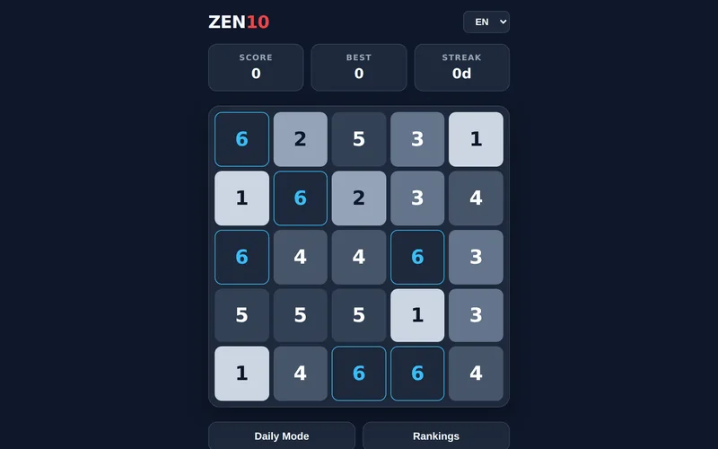 ZEN 10 — draw paths that add up to exactly ten