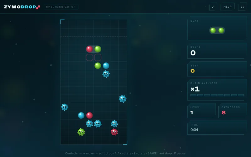ZYMODROP — Drop capsules, line up four, and let the cascade do the rest